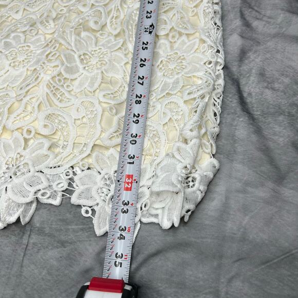 Maniju Dress Women Med Ivory Crochet Knee Length Floral Formal Event Wedding - Picture 6 of 9